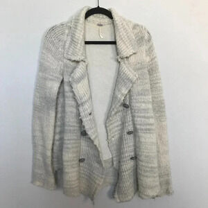 Free people striped cream fuzzy pea coat